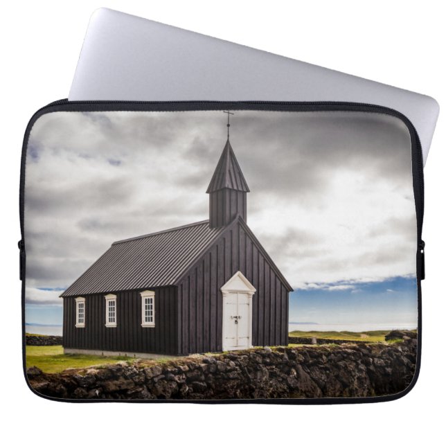 Den svarta kyrkan i Budir, Islandet Laptop Fodral (Framsidan)