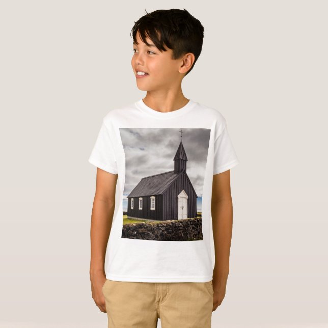 Den svarta kyrkan i Budir, Islandet T Shirt (Hel framsida)