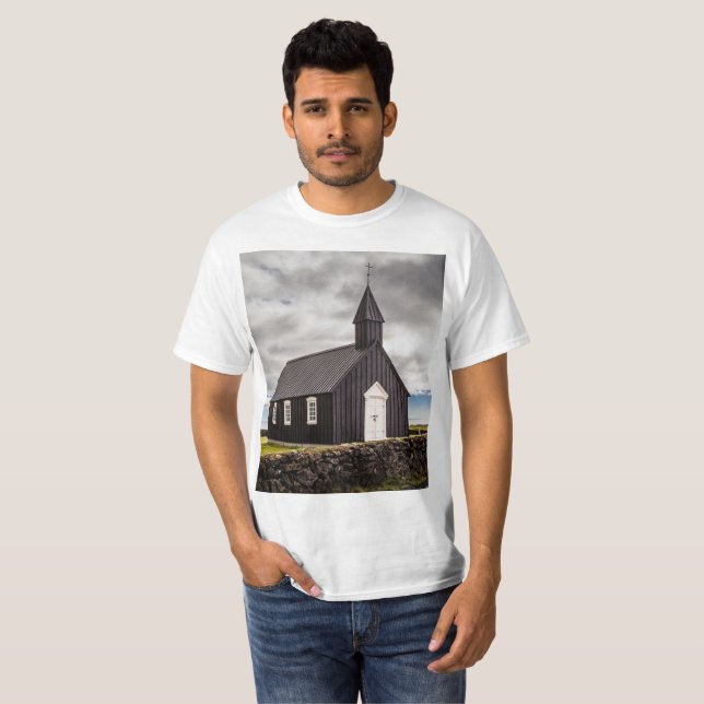 Den svarta kyrkan i Budir, Islandet T Shirt (Hel framsida)