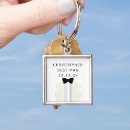 Den svarta nyckelkedjan Tuxedo Bröllop Fyrkantig Silverfärgad Nyckelring