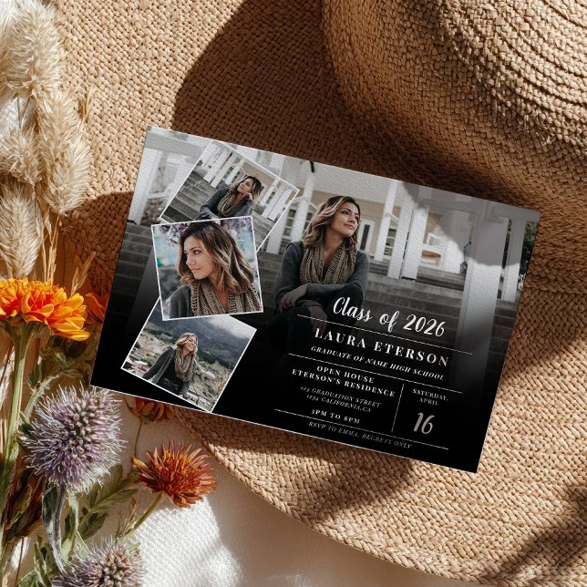 Den svarta och vita minimalistfotobudgeten student (Black and white minimalist photo budget graduation)