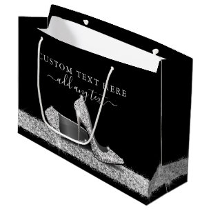 Den svarta Personligen Silver vid glitter Högklack