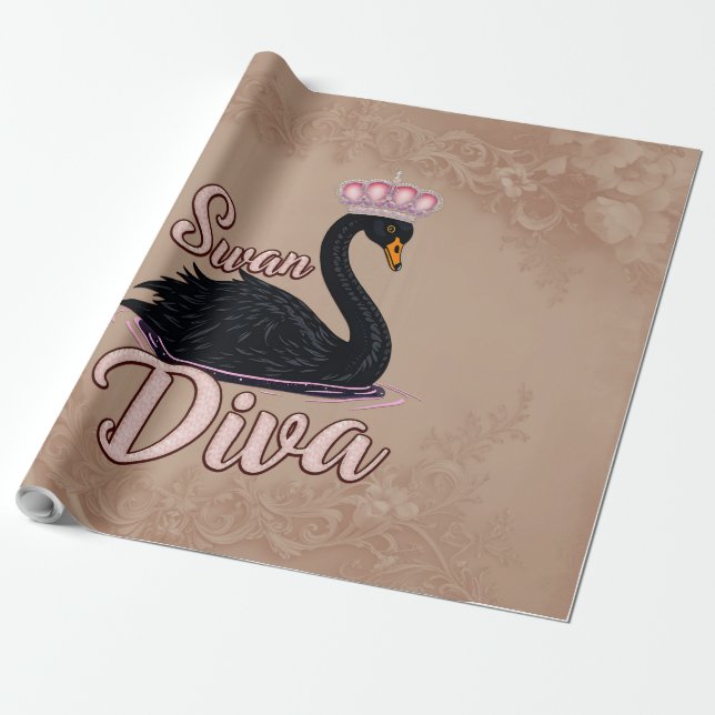 Den svarta svanen, drottning över vattnet.  presentpapper (Utrullad)