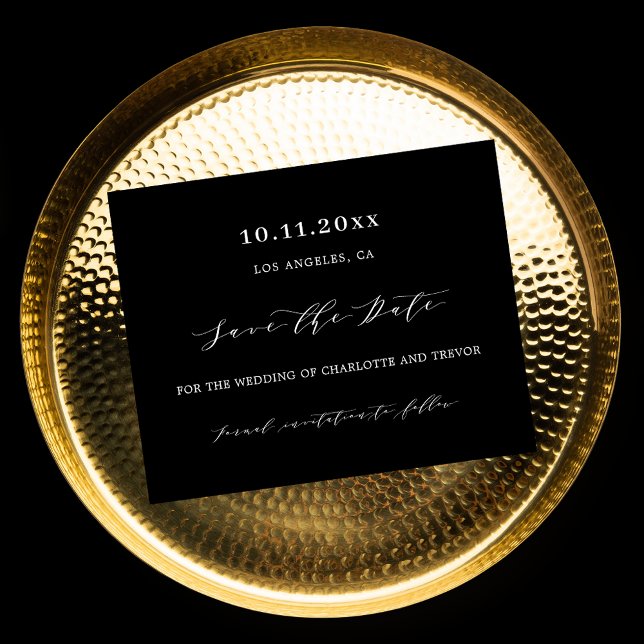 Den svarta vita moderna budgeten bröllop spara dat flygblad (Skapare uppladdad)