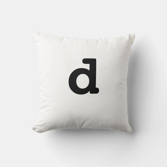 Den svartvita anagramen kudder litet brev D Kudde (Framsida)
