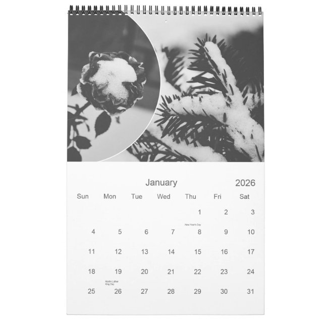 den svartvita Calendar*2104en Kalender (Jan 2026)