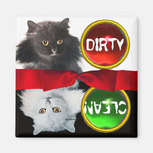 DEN SVARTVITA KATTEN SMUTSAR NER RENT MAGNET