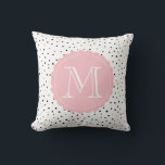 Den svartvita konfettin pricker den rodna rosa kudde<br><div class="desc">Den stilfulla och moderna monogramen kudder presentera det svart polka dotsmönster med den rodna rosa kammussla-kanten märkren. Denna personligminimalist kudder ska är perfekten som en gåva.</div>