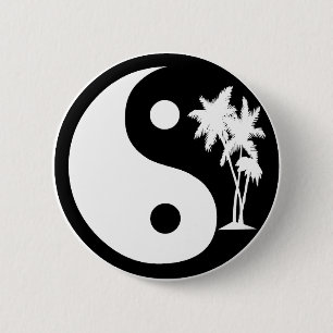 Den svartvita palmträdet Yin Yang knäppas Knapp