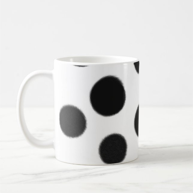 den svartvita polkaen pricker kaffemuggen kaffemugg (Vänster)