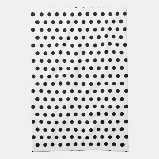 Den svartvita polkaen pricker mönster. Spotty. Kökshandduk (Vertikal)