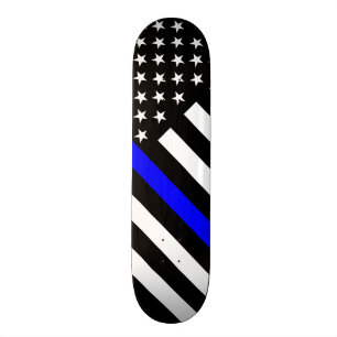 Den svartvita US-flagga för tunn blålinjen Old School Skateboard Bräda 21,6 Cm