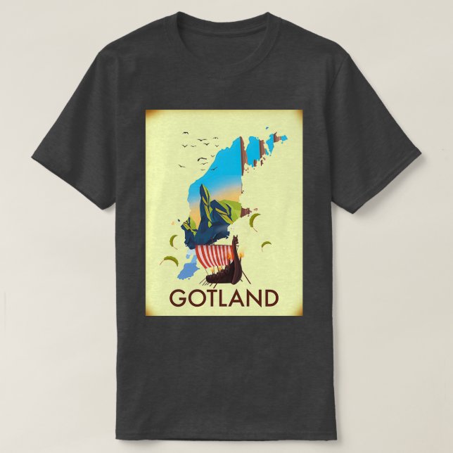 Den svenska reseaffischen på ön Gotland T Shirt (Design framsida)