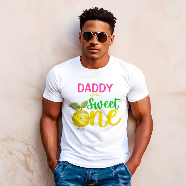 Den svenske rosan lemonade party t shirt (Daddy of the Sweet one pink lemonade party fathers T-Shirt pink lemonade party family photo props)