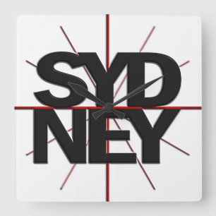Den Sydney Timezoneväggen tar tid på Fyrkantig Klocka