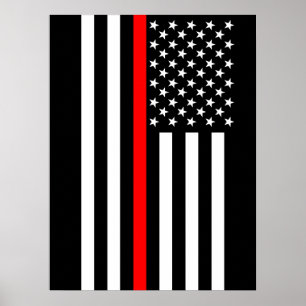 Den Symboliska röda linjen amerikanska Flagga Poster