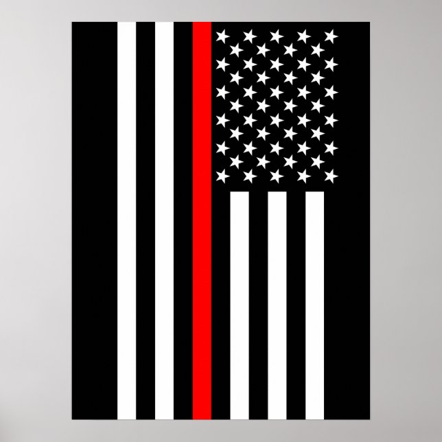 Den Symboliska röda linjen amerikanska Flagga Poster (Framsidan)