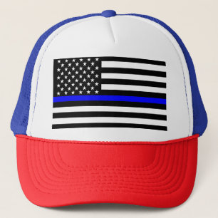 Den symboliska tunna, blå linjegrafik, US-Flagga Truckerkeps
