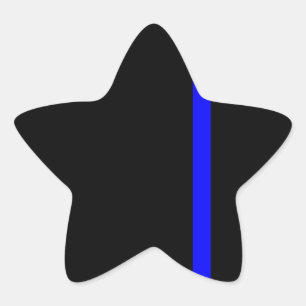 Den symboliska tunna blå linjen på en svart dekor stjärnformat klistermärke