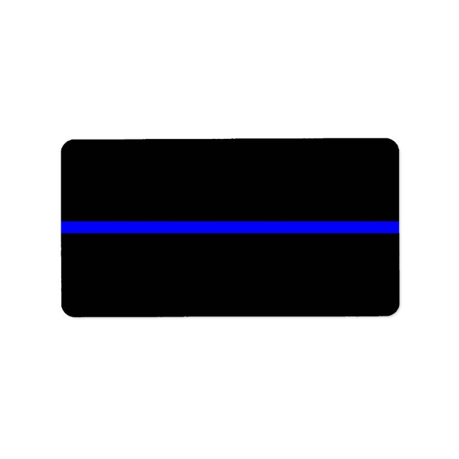 Den symboliska tunna blå linjen på Solid Black Adressetikett (Framsidan)