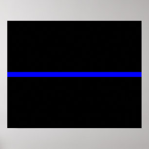 Den symboliska tunna blå linjen på Solid Black Poster