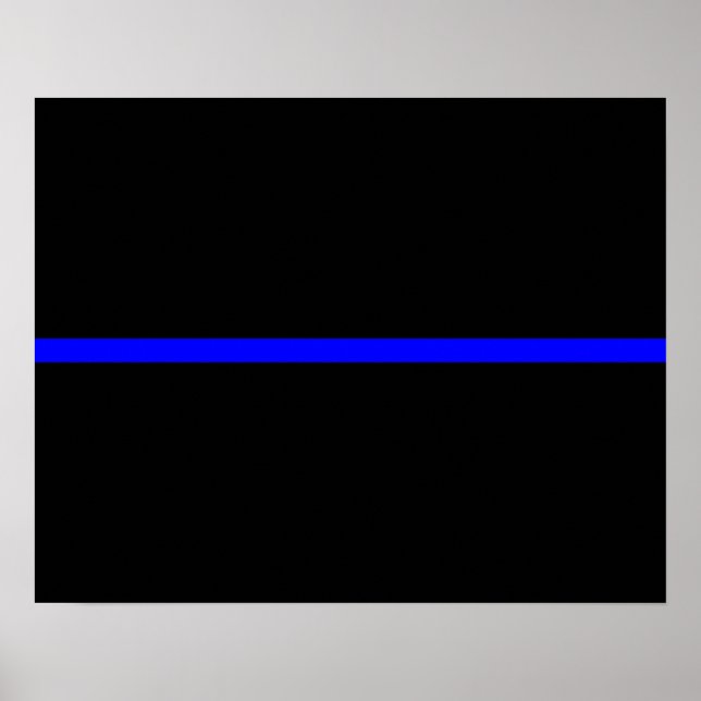 Den symboliska tunna blå linjen på Solid Black Poster (Framsidan)
