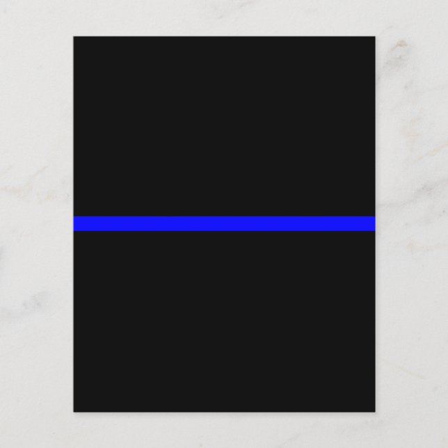 Den symboliska tunna blå linjen på svart bakgrund flygblad (Framsidan)