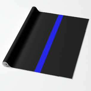 Den symboliska tunna blå linjen på svart presentpapper
