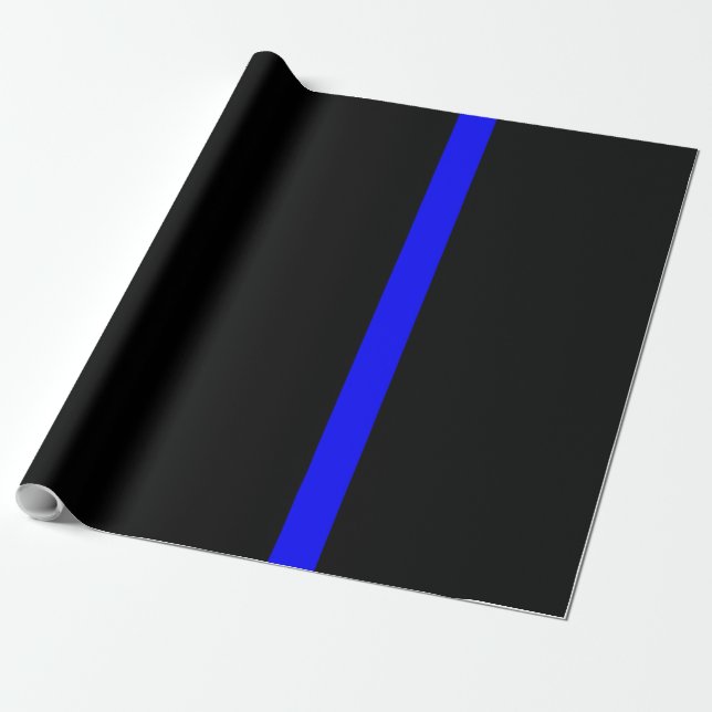 Den symboliska tunna blå linjen på svart presentpapper (Utrullad)
