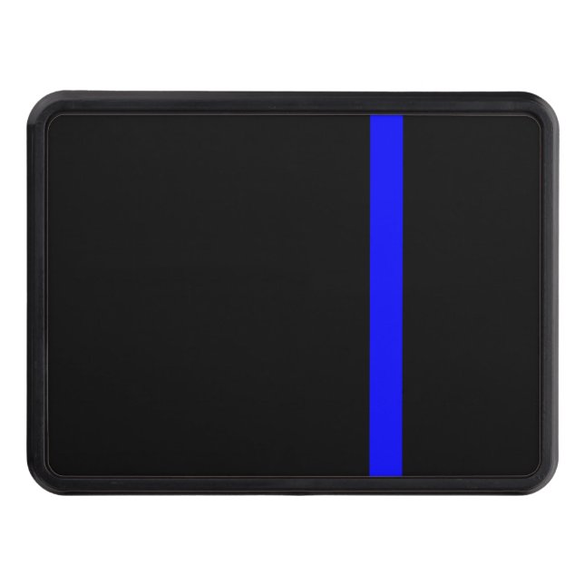 Den symboliska tunna blålinjen på en svart dekor dragkroksskydd (Framsidan)