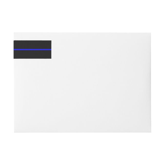 Den symboliska tunna blålinjen på heltäckandesvart etikettband (Framsidan)