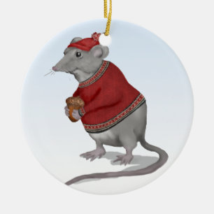Den tacksamma musprydnaden julgransprydnad keramik