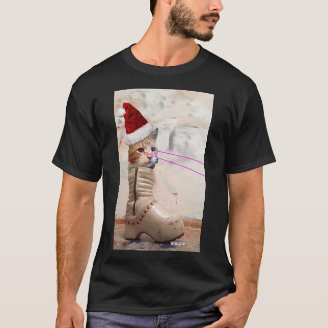 Den tangentbordkattSANTA HATTEN i RAD SKOR Tee Shirt (Framsida)