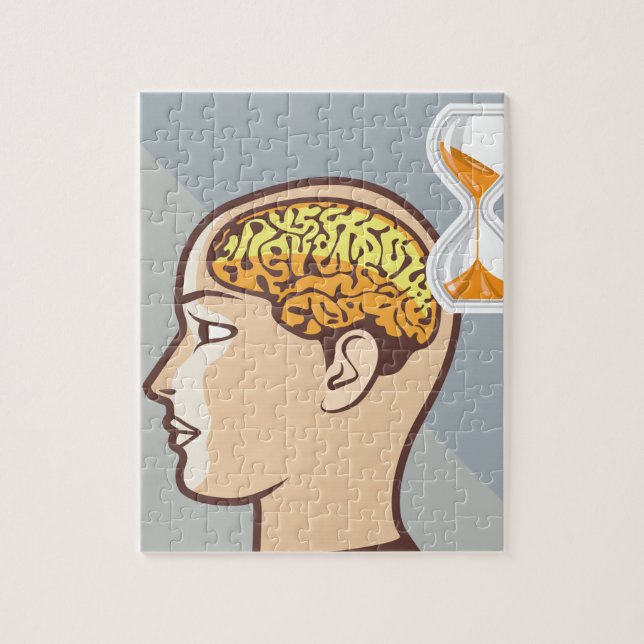 Den tänkande processaa hjärnan och sanden tar tid pussel (Vertikal)