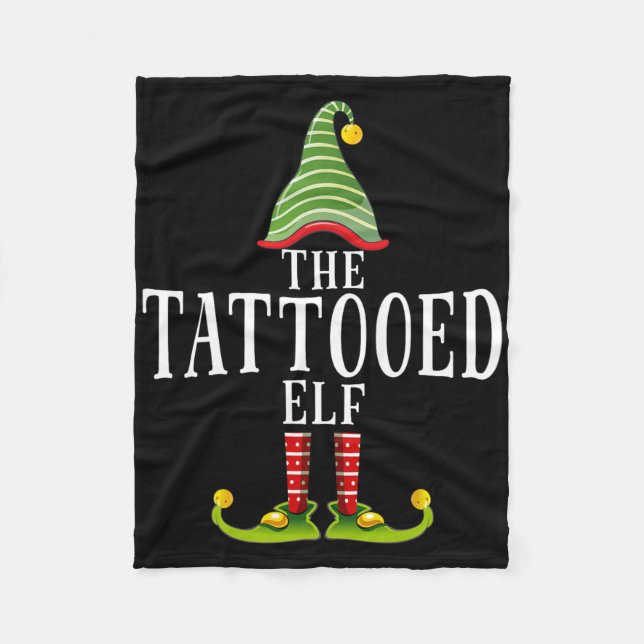 Den Tatuerade Tomten Roliga Matchande Pyjamas Jul  Fleecefilt (Framsidan)
