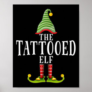 Den Tatuerade Tomten Roliga Matchande Pyjamas Jul Poster