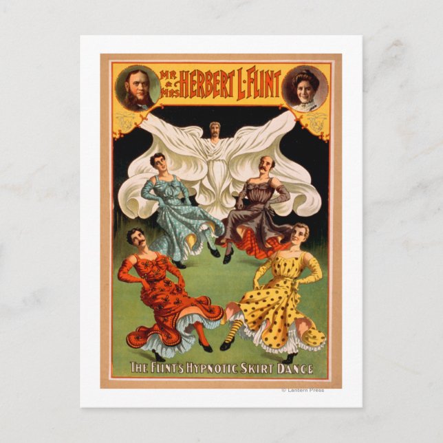 Den teaterala färgen Flints Hypnotic Skirt Dance Vykort (Framsida)