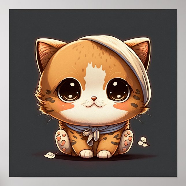 Den tecknad katten med bandage på huvudet. poster (Framsidan)