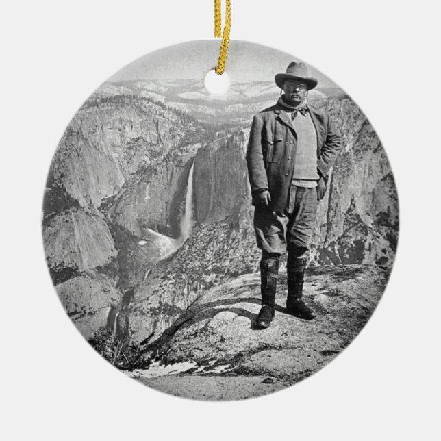 Den Teddy Roosevelt glaciären pekar den Yosemite Julgransprydnad Keramik (Framsidan)
