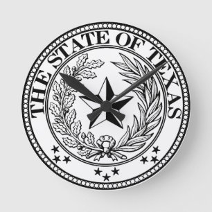 Den Texas väggen tar tid på vit Rund Klocka