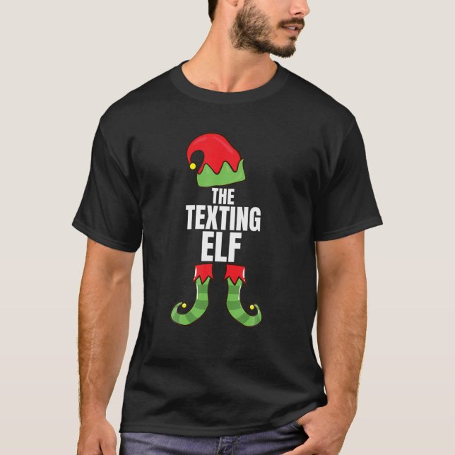 Den textande Elf-matchande familjejulgruppen Pa T Shirt (Framsida)