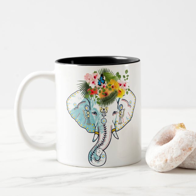 Den thailändska elefantdesignen Kaffe och Tea Mugg (Med munk)
