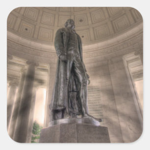 Den Thomas Jefferson minnesmärken brons statyn Fyrkantigt Klistermärke