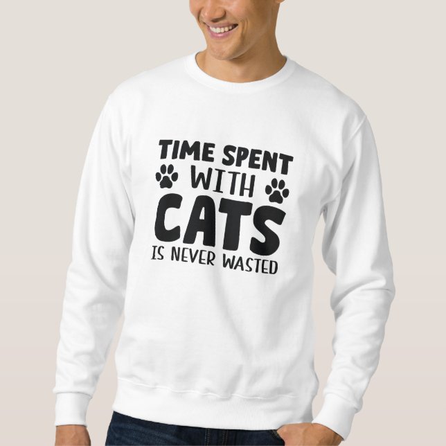 Den tid som tillbringas med katter Slösas aldrig Lång Ärmad Tröja (Framsida)