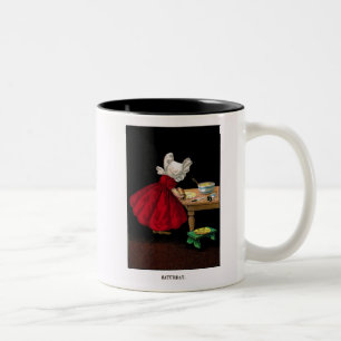 Den tidiga 1900's lördagen Sunbonnet stämm Två-Tonad Mugg