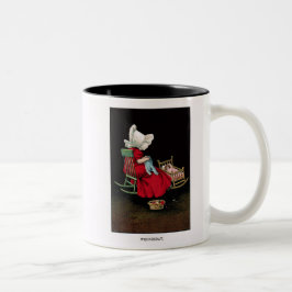 Den tidiga 1900's onsdagen Sunbonnet stämm Två-Tonad Mugg