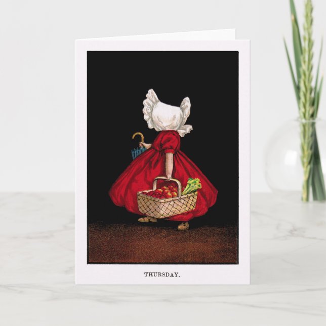 Den tidiga 1900's torsdagen Sunbonnet stämm Kort (Framsida)