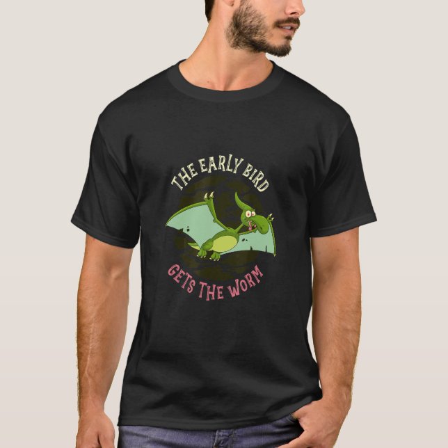 Den tidiga fågeln får masken Djur Pterodactyl T Shirt (Framsida)