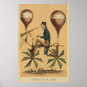 Den tidiga FLYGillustrationballongen cyklar konst Poster