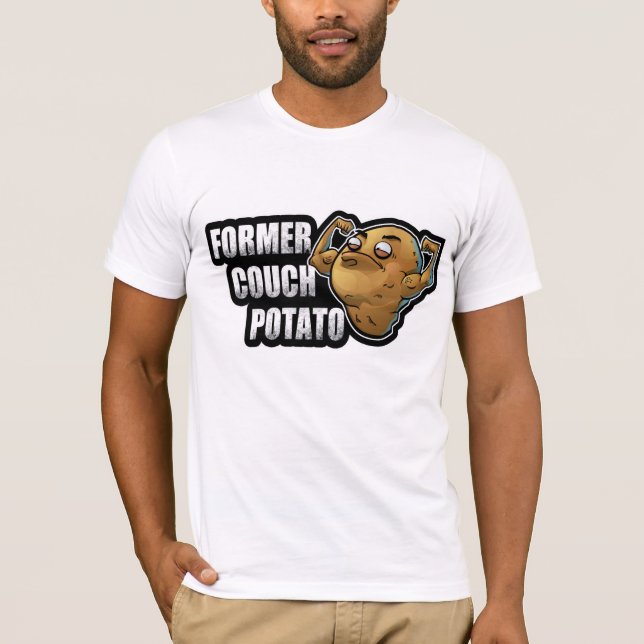 Den tidigare soffapotatisen övar/konditiondesignen tee shirt (Framsida)
